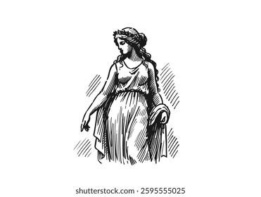 Greek Goddess Aphrodite hand drawn sketch vector