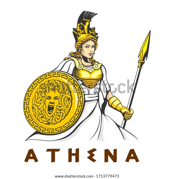 Greek Goddess Athena Illustration Vector Template Stock Vector (Royalty ...