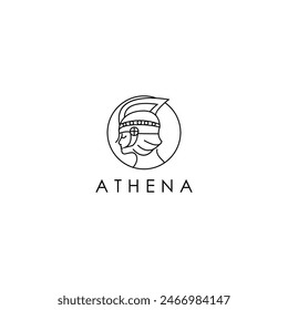 Greek goddess athena line art logo icon design template.