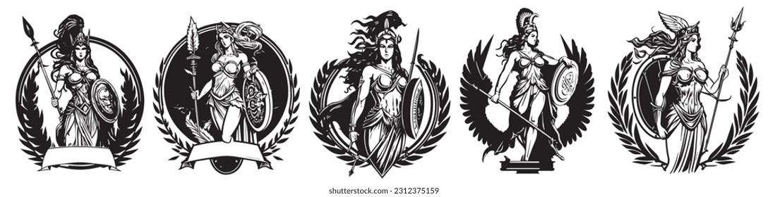 Greek goddess Athena vector illustration of acient female