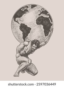 Greek goddess Atlas holding the globe