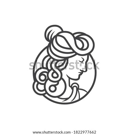 greek goddess female logo. goddess head vector logo vector illustration