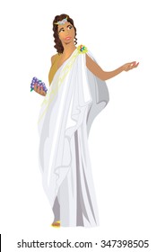 Greek goddess with grapes in his hand