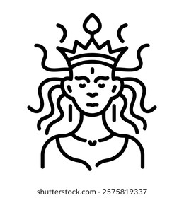 Greek goddess icon in linear style 