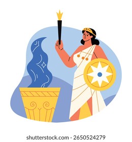 Ilustração de deusa grega em estilo plano