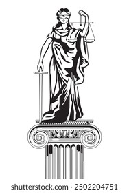 Diosa griega Justitia con escamas 