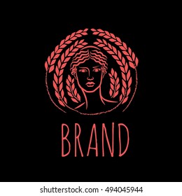 Greek goddess vector logo design template