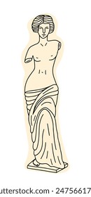 Greek goddess Venus marble statue vector illustration