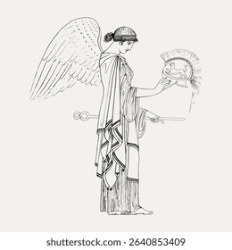 Greek goddess vintage illustration, isolated on white, vector.