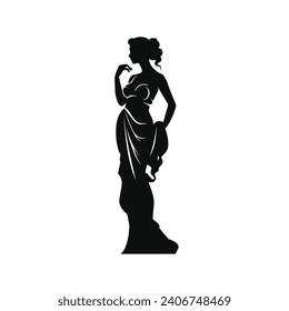 Greek goddess woman silhouette flat vector design