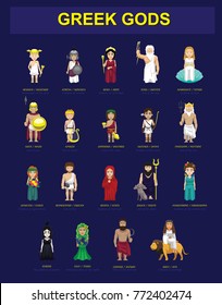 Greek Gods Costume Set Characters Cartoon Vector Illustration