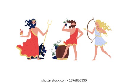 Greek Gods Goddess Poseidon Holding Trident Stock Vector (Royalty Free ...