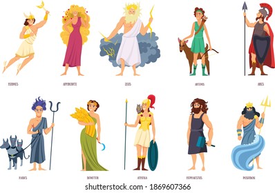 Greek Gods Set Vector Illustrations Isolated Stock Vector (Royalty Free ...