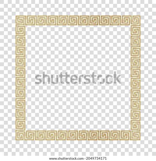 Greek gold\
frame. Square meander border from a repeated motif - Greek fret or\
key design. Vector\
illustration.