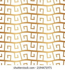 Patrón de oro griego sin soldadura. Meander fondo dorado. Textura de grecia repetida. Estilo griego antiguo. Diseño de geometría romana repetitiva para impresiones. Repetir fondo geométrico. Ilustración del vector