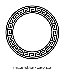 Greek Gold style border frame  circle frame with seamless vector illustration