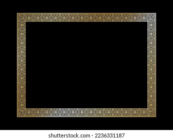 Greek Gold style border frame  circle frame with seamless vector illustration