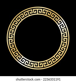 Greek Gold style border frame  circle frame with seamless vector illustration