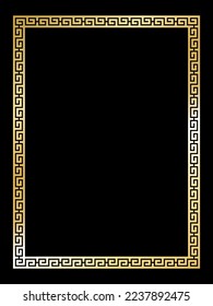 Greek Gold style border frame  circle frame with seamless vector illustration