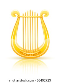 greek golden lyre vector illustration isolated on white background