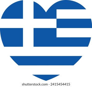 A Greek Greece flag in the shape of a heart  design concept illustration