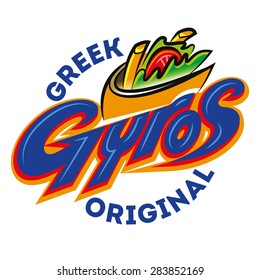 Greek gyros pita label. Vector illustration