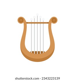 Greek harp icon flat vector. Lyre music. Lyra instrument isolated