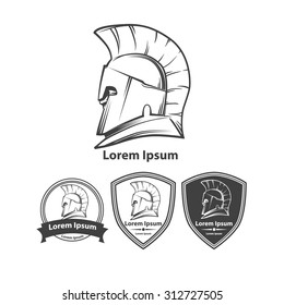 Greek helmet, profile view, silhouette, for logo, security agency concept, sport team idea, design templates