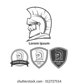 Greek helmet, profile view, silhouette, for logo, security agency concept, sport team idea, design templates