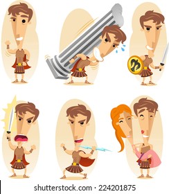 Greek hero cartoon  illustration set