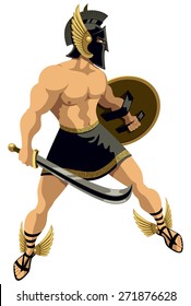 The Greek hero Perseus. No transparency and gradients used.