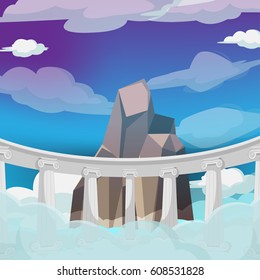 Greek High Heaven Cartoon Background Vector