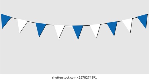 Greek holiday, Greece bunting garland, string of blue and white triangular flags. National Independence Day in Finland. Ohi Day. string of blue and white triangular flags. vector illustration