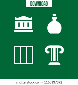 greek icon. This set with columns, olive oil, parthenon and column vector icons for mobile and web