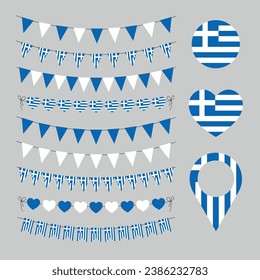 Greek Independence Day, love Greece decorative symbols, set of vector elements