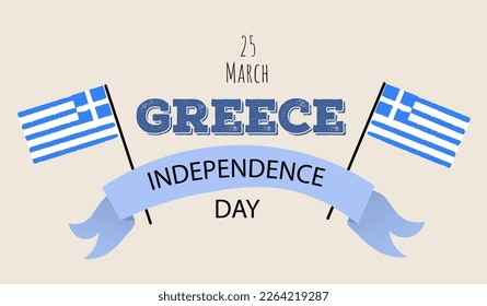 Greek Independence Day. National happy holiday, celebrated annual in March 25. Greece flag. Greek blue color. Patriotic elements. Poster, card, banner and background.