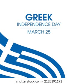 Vector del Día de la Independencia Griega. Bandera onduladora de Grecia aislada en un fondo blanco. Fiesta nacional celebrada anualmente en Grecia el 25 de marzo. Día importante