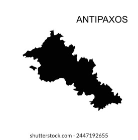 Greek Ionian islands Antipaxos map vector silhouette illustration isolated on white background. Antipaxos shape shadow.