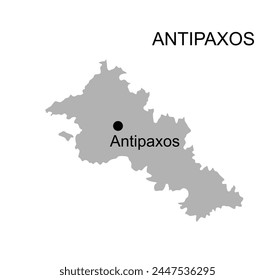 Greek Ionian islands Antipaxos map vector silhouette illustration isolated on white background. Antipaxos shape shadow.