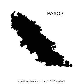 Greek Ionian islands Paxos map vector silhouette illustration isolated on white background. Paxos shape shadow.