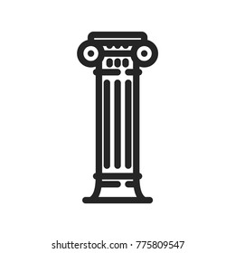 Greek Ionic Column icon. Art sign isolated on white background. Flat vector illustration.