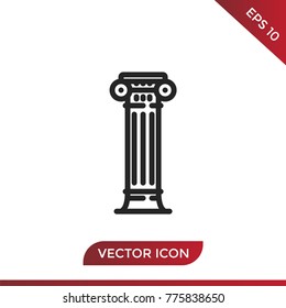 Greek Ionic Column icon. Art symbol, flat vector illustration.