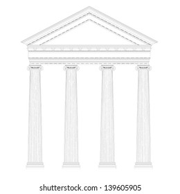 greek ionic temple ,classic style drawing