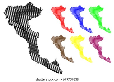 Greek Island of Corfu map vector illustration, scribble sketch  Corfu island