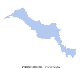 Greek island Euboea map vector silhouette illustration isolated on white background. Evia map silhouette, island of Greece.