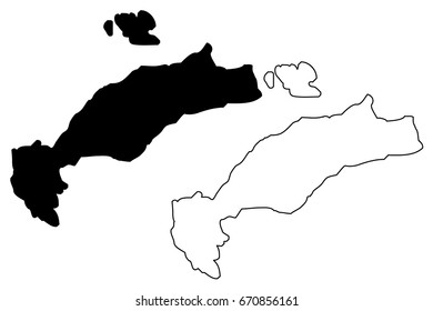 Greek Island of Kos map vector illustration, scribble sketch  Kos island