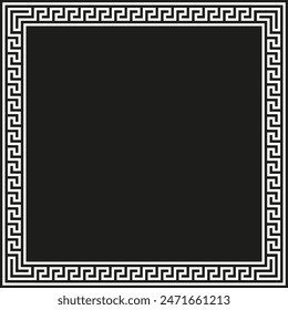 Greek key border. Black background. Vector design.