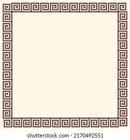 Greek key border, seamless frames collection. Decorative ancient meander, greece ornamental set with repeated geometric motif. Easy to make rectangle frame.