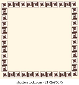 Greek key border, square frame. Decorative ancient meander, greece ornament with repeated geometric motif. Easy to make rectangle frame.
