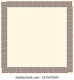 Greek key border, square frame. Decorative ancient meander, greece ornament with repeated geometric motif. Easy to make rectangle frame.